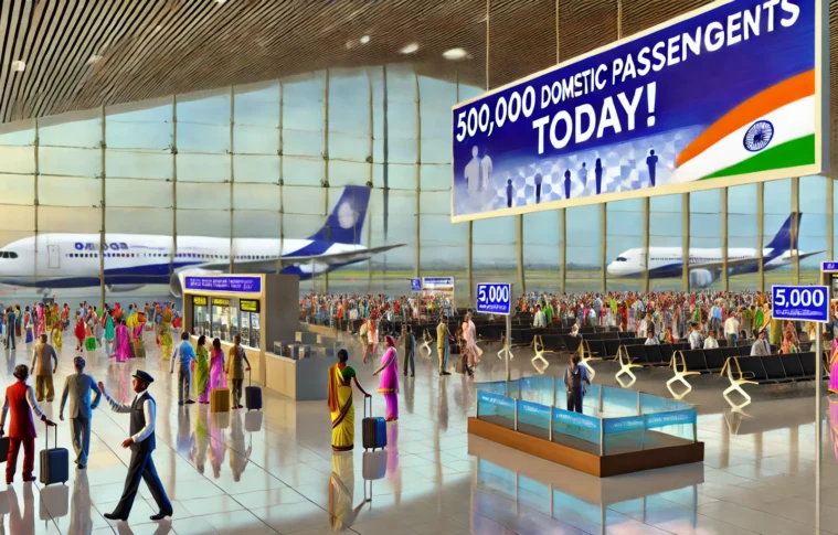 Indian Aviation Hits New Milestone: 500,000 Domestic Passengers in a Day